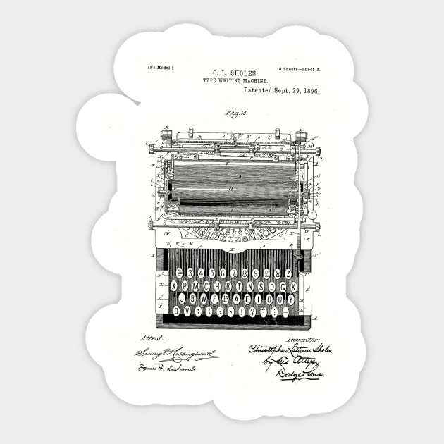 Typewriter Patent Drawing Sticker by skstring